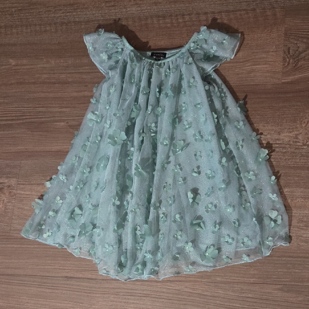 Zunie Floral Mint Green Kids Dress